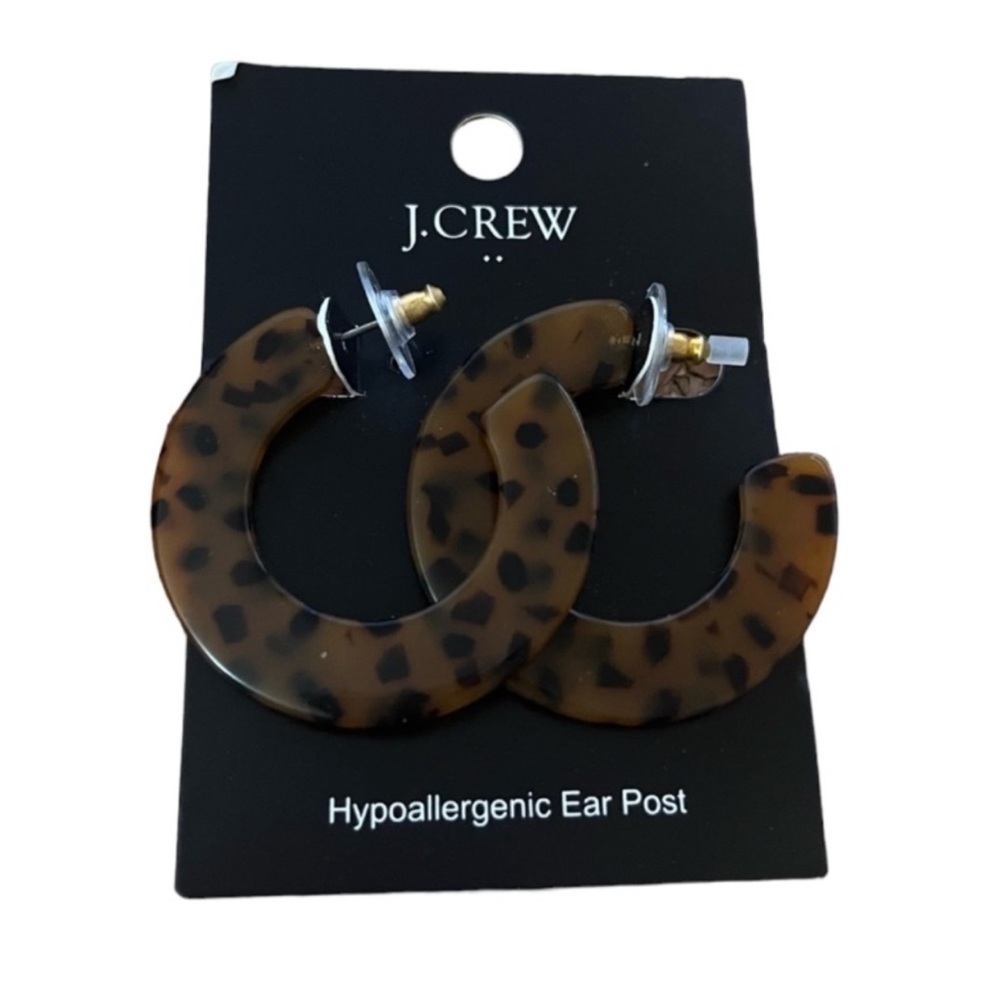 NWT J. Crew Tortoise Hoop Earrings